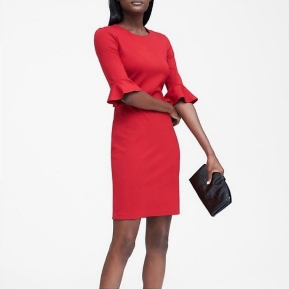 Banana Republic Ponte Flutter Sleeve Dress